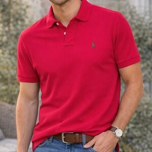 Ralph Lauren Mens Polo Shirt Classic Fit Pink Large Embroidered Pony XL